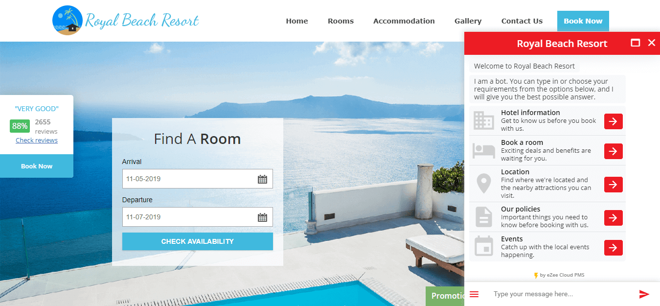 hotel chatbot example